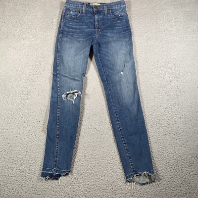 Madewell Jeans Women's Size 28 Blue Denim Flat Front 27'' Inseam Distressed