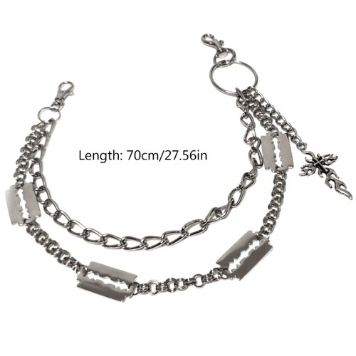 Harajuku Vintage Cross Jeans Pants Chain Hip Hop Silver Color Keychain Men Gift - Picture 7 of 7