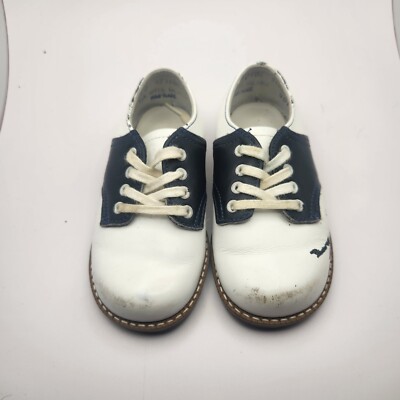 Vintage Oxford Shoes Stride Rite Blue & White Leather.  USA Toddler 5D Size