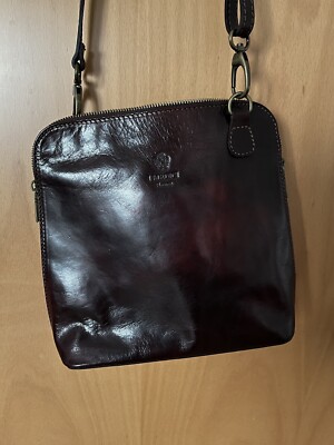 I Medici Firenze Echtleder Handtasche Made in Italy kastanienbraun burgunderrot