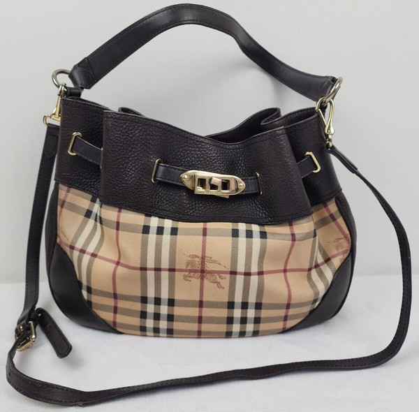 Burberry Medium Willenmore Haymarket Check Ladies Hobo PVC Leather Bag