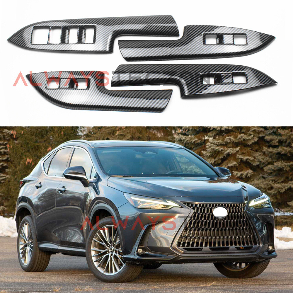 Carbon Fiber Style Window Lift Switch Cover Trim Accessories for Lexus NX 2022+