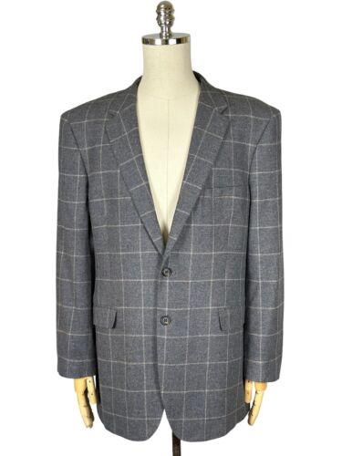 Ermenegildo Zegna Clothing Grey Check Wool Cashmere Sport Coat Blazer Size 58 - Afbeelding 1 van 7