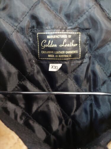Golden Leather - Vintage Suede Leather Wool Trucker Jacket - Men's Size XXL - Picture 2 of 10