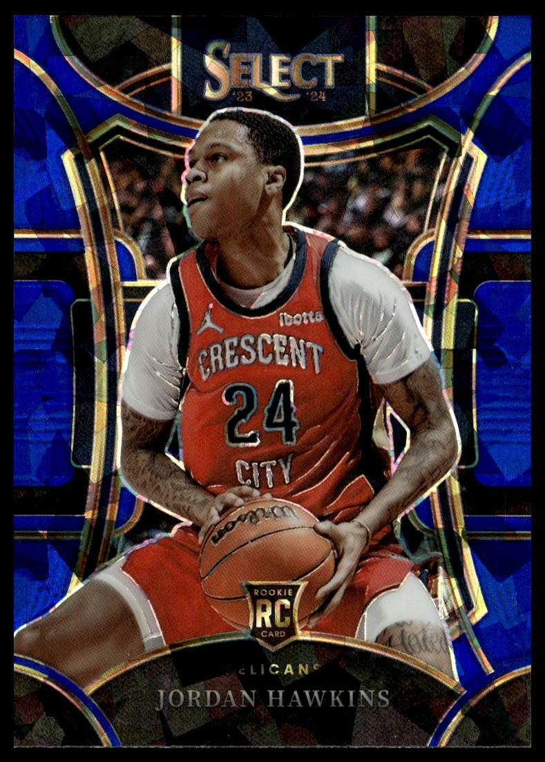 2023-24 Panini Select #334 Jordan Hawkins Blue Cracked Ice Prizms Mezzanine RC