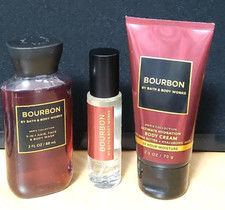 Bath Body Works BOURBON Cologne, Body Wash Cream Travel Set - Men's