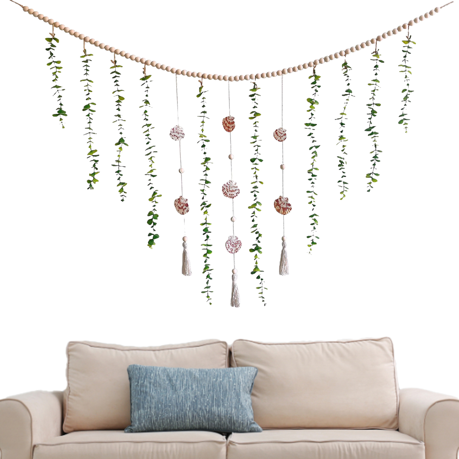 Wall Decor Bedroom Hanging Eucalyptus Artificial Wooden Bead Living