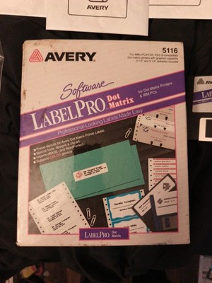 Vintage Avery 5116 Label Pro for Dot Matrix Printers Software IBM Compatible NOS