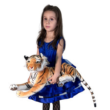 Tigre Marrone 50cm + coda Grande Peluche Sdraiato Soft Plush Size L