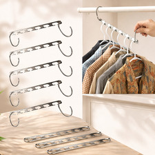 6 Hole Space Saving Metal Clothes Hanger Wardrobe Organizer Hook 37cm UK