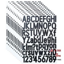 12 Sheets 1 1/2 Inch Black Vinyl Adhesive Letter Stickers - Alphabet Stickers