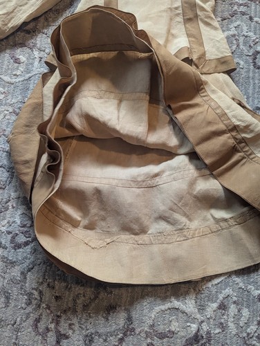 Antique Mid Victorian Linen Beige and Brown 2 Piece Childs Dress - Picture 21 of 23