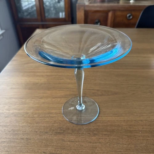 Vintage Depression Glass Blue Comport Light Blue 7.75” Tall