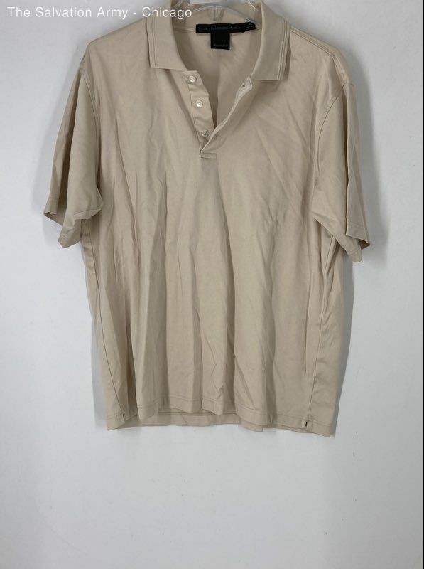 Marshall Field's Mens Beige Collared Short Sleeve Polo Shirt Size Medium