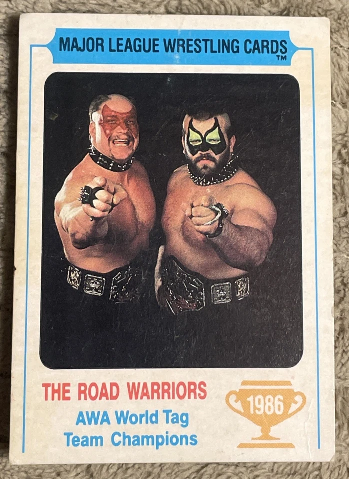 Tarjeta de coleccionista 1986 Carnation Major League Wrestling The Road Warriors. EHTF! Foto 3 de 4