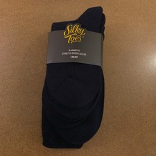 Silky Toes Womens Sock Size 9-11 Navy Bamboo Diabetic Dress Socks 3 Pairs NWT