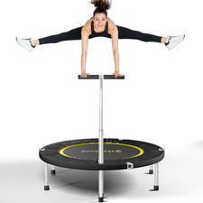 Boogie Bounce Elite Foldable Mini Trampoline Fitness Rebounder with Adjustable T
