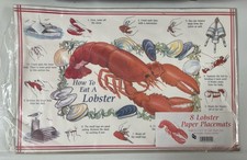 Juego de 8 manteles individuales de papel langosta mariscos Cape Shore Maine