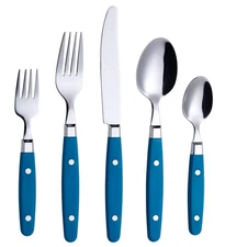ANNOVA Silverware Set Stainless Steel Cutlery Color Handle With Rivet/Retro F...