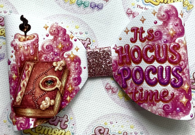 HOCUS POCUS TIME HALLOWEEN 4'' BEDRUCKTE LEINWAND STOFFSCHLEIFE SCHLAUFEN EIGENE HAARSCHLEIFEN HERSTELLEN
