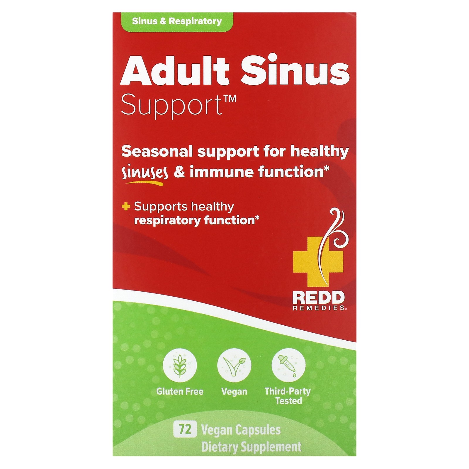 Redd Remedies Sinus Adult Sinus Support 100 таблеток без глютена, без искусственных добавок