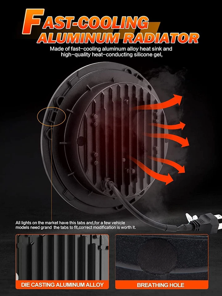 for 1970-1991 Mitsubishi Montero 7" Inch LED Headlights Round High Low Beam DRL - Image 3 of 4