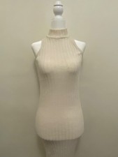 ASOS Sleeveless Knit Mockneck Midi Dress in Beige (SMALL, US 4, UK 8, EU 36)