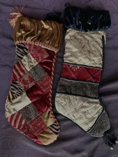 VILLA BACCI CHRISTMAS STOCKINGS Velvet Tapestry Vintage Inspired 24"  LOT of 2