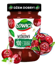 5900397734630 Łowicz Dżem Wiśniowy o Obniżonej Zawartości Cukrów - Szklany Słoik
