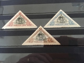 GB STAMPS RARE EARLY PHILATELIC CONGRESS MINT SOUVENIR 1912 MARGATE SET OF 3