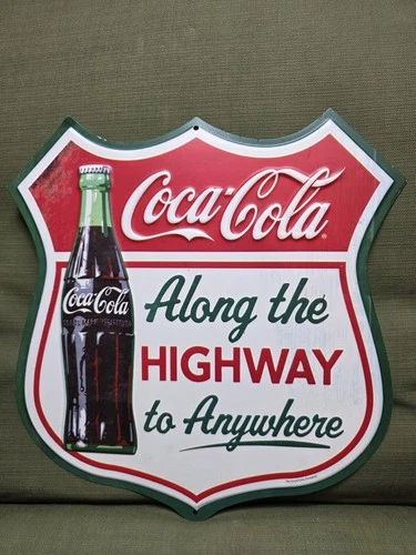 Coca Cola Vintage Style Metal  Sign Highway to Anywhere Garage Man Cave Shop