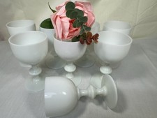  8 Portieux Vallerystahl White Opaline 4.5 Inch WINE GLASSES