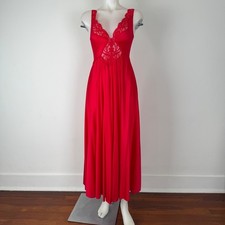 Olga Vintage Red Full Sweep Sweep Nightgown 92270 Size M USA