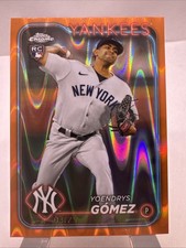2024 Topps Chrome #160 Yoendrys Gomez Orange RayWave Refractor #3/25 RC Yankees