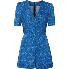 Maje NWT Ilona Blue Satin Paisley Print Romper 34 EU 2 US