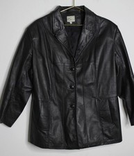 VTG Black Leather Button Down Jacket - Large