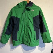 The North Face Jacket Boys Large Green Black Windbreaker Rain Wind Coat Hyvent