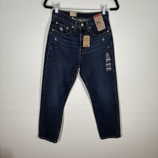 Levis Women 26 Blue Denim Button Fly High Rise 501 Original Cropped Jeans NWT