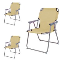 3 StüCk Campingstuhl Klappstuhl Anglerstuhl Regiestuhl Faltstuhl Metall Beige