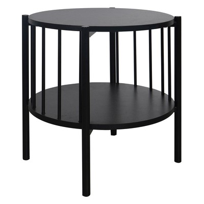 casa NOVA BENEDIKT Beistelltisch Wohnzimmertisch mit Ablage Schwarz Ø 44 cm