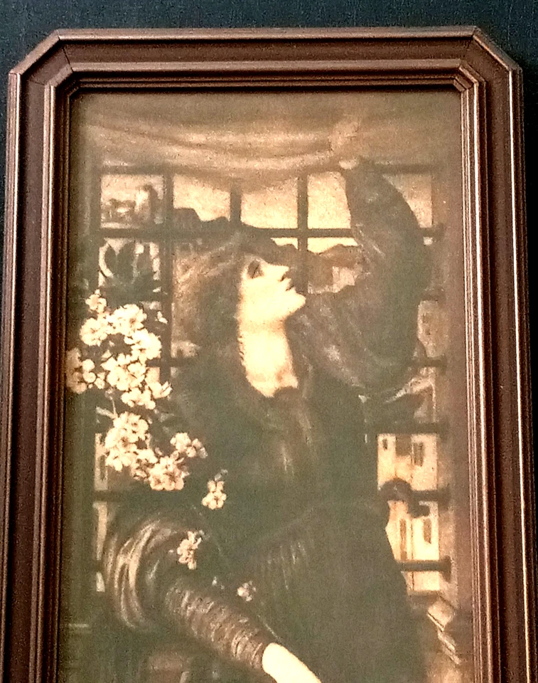 Impressão litográfica Hope por Edward Burne-Jones em moldura de madeira com vidro 20" rara muito boa qualidade - Imagem 4 de 4