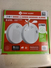 First Alert 2-in-1 Smoke & Carbon Monoxide Alarms Voice & Location Alerts 2 Pack