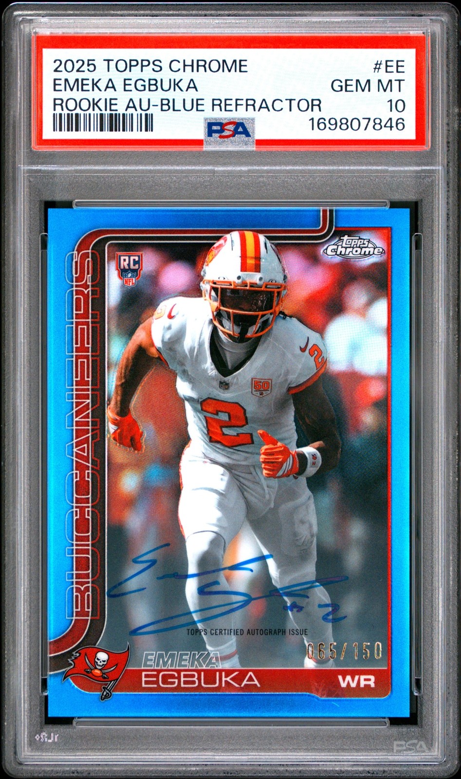 Emeka Egbuka Topps Chrome Black Rookie Autographs #EE Blue Refractor