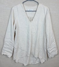 Karen Kane Long Sleeve Beige Layered Boho Lagenlook Tunic Shirt Size S Fit M