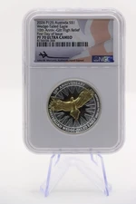 Australia 1oz Silver NGC PF70 Gilt Proof Wedge-Tailed Eagle First Day of Issue