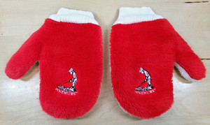 Antigua Golfers Mittens Faux Fur Red & White Pinehurst Golf Course Made in USA