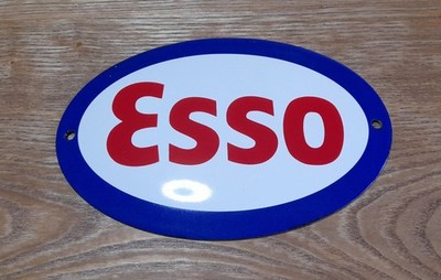 Esso Oval Porzellan Tür Schild Emaile Garage 10x14cm=4x5,51 Zoll Neu