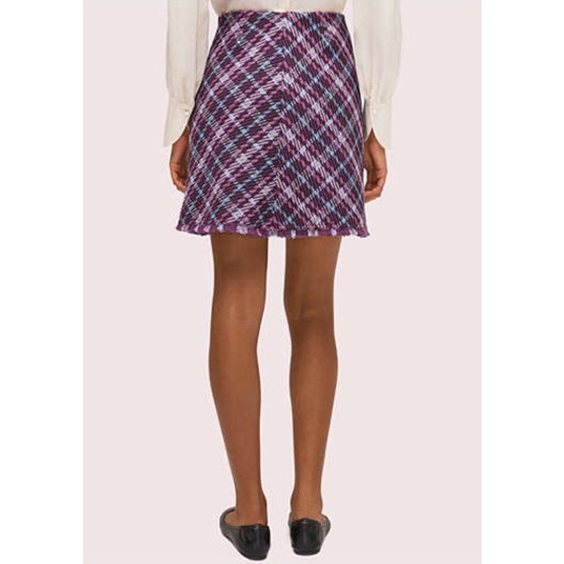 Kate Spade NWT Purple Plumtree Plaid Tweed Fringed Hem Mini Skirt Size 0 thumbnail 2