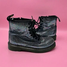 DOC MARTENS Girls Delaney Iridescent Metal Boots Size 2