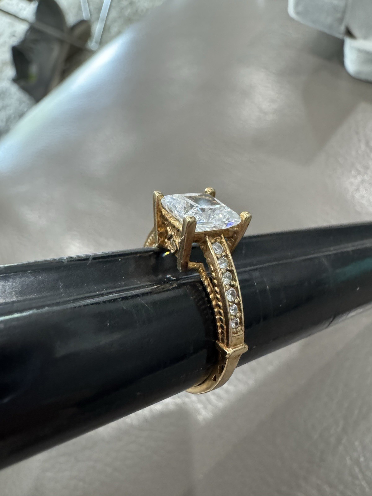 10K Solid Yellow Gold Lab Created Square Center S… - image 10